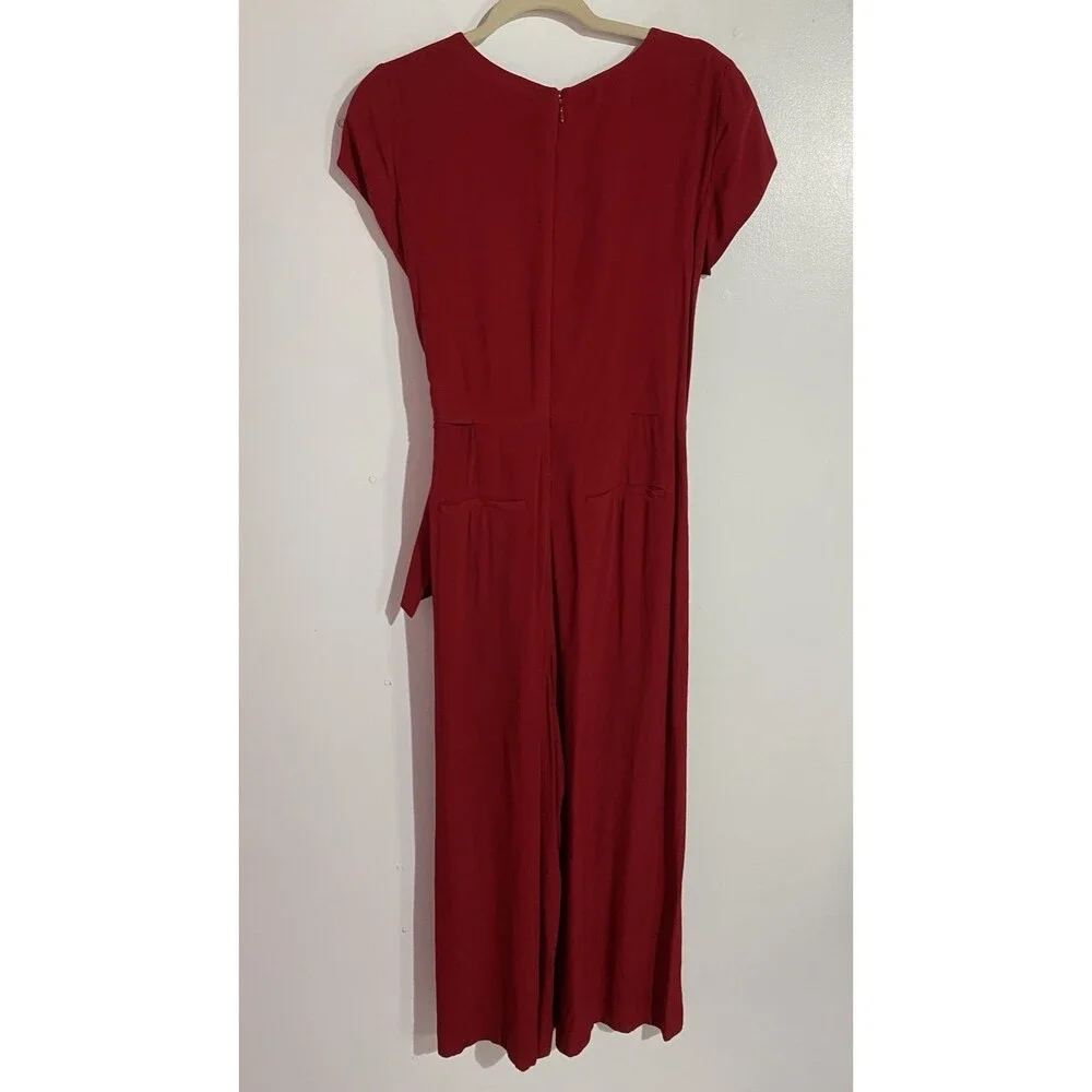 Maeve Anthropologie Jumpsuit 8 Red Grier Feminine‎ Romantic Crop Wide Valentines